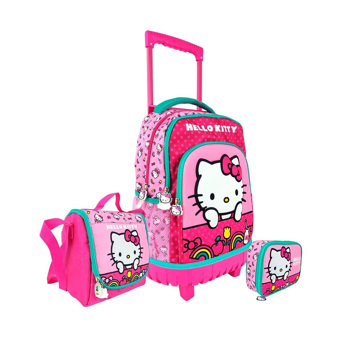 SCOOL - Set Mochirueda HELLO KITTY Maleta-Lonchera-Cartuchera Scool