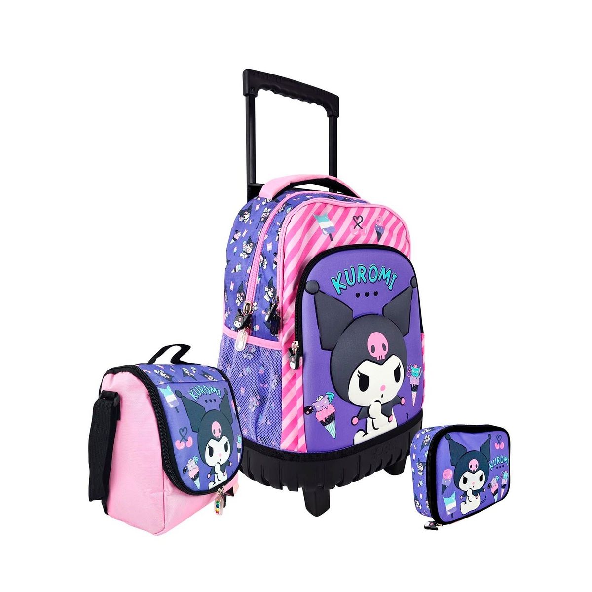 SCOOL - Set Mochirueda KUROMI Maleta-Lonchera-Cartuchera Scool