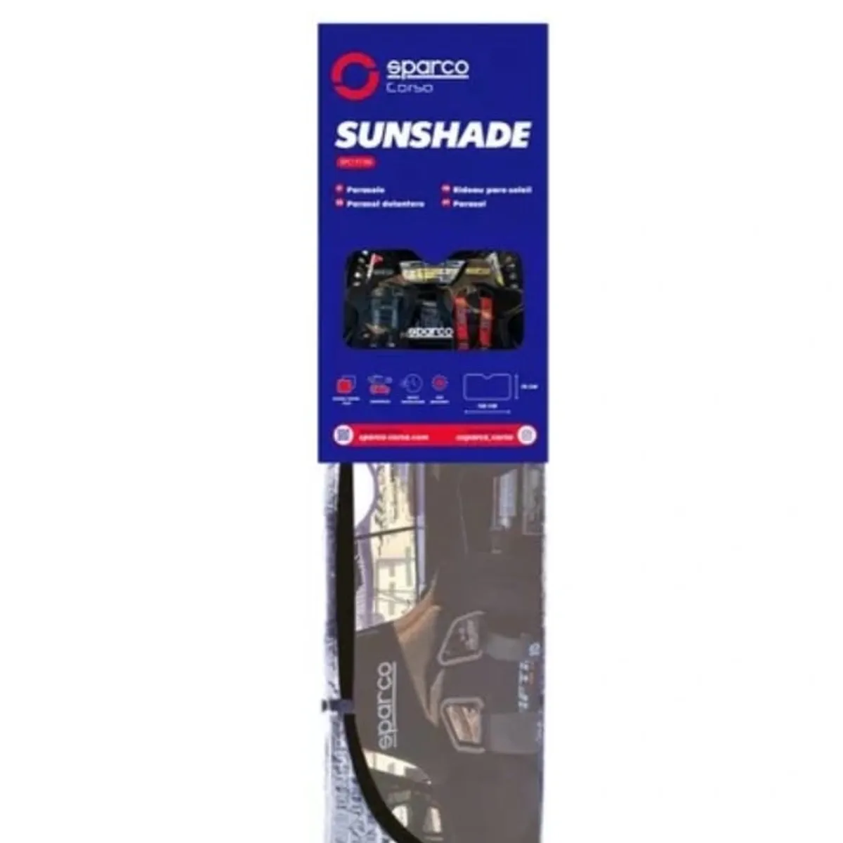 GENERICO - Tapa Sol Sparco Piloto Matte  (140cm) Matt Film