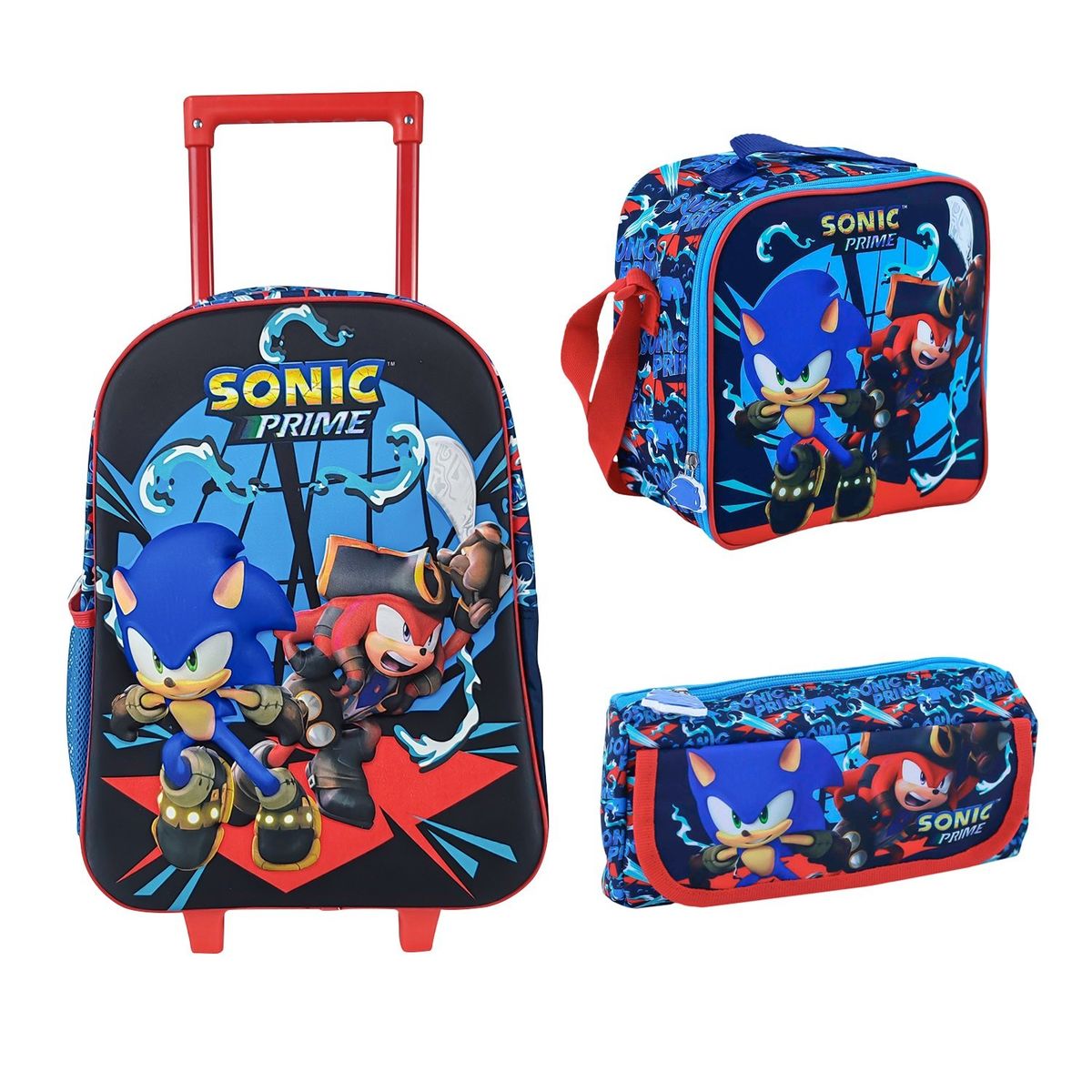 SCOOL - Set Mochirueda SONIC Maleta-Lonchera-Cartuchera Scool.-