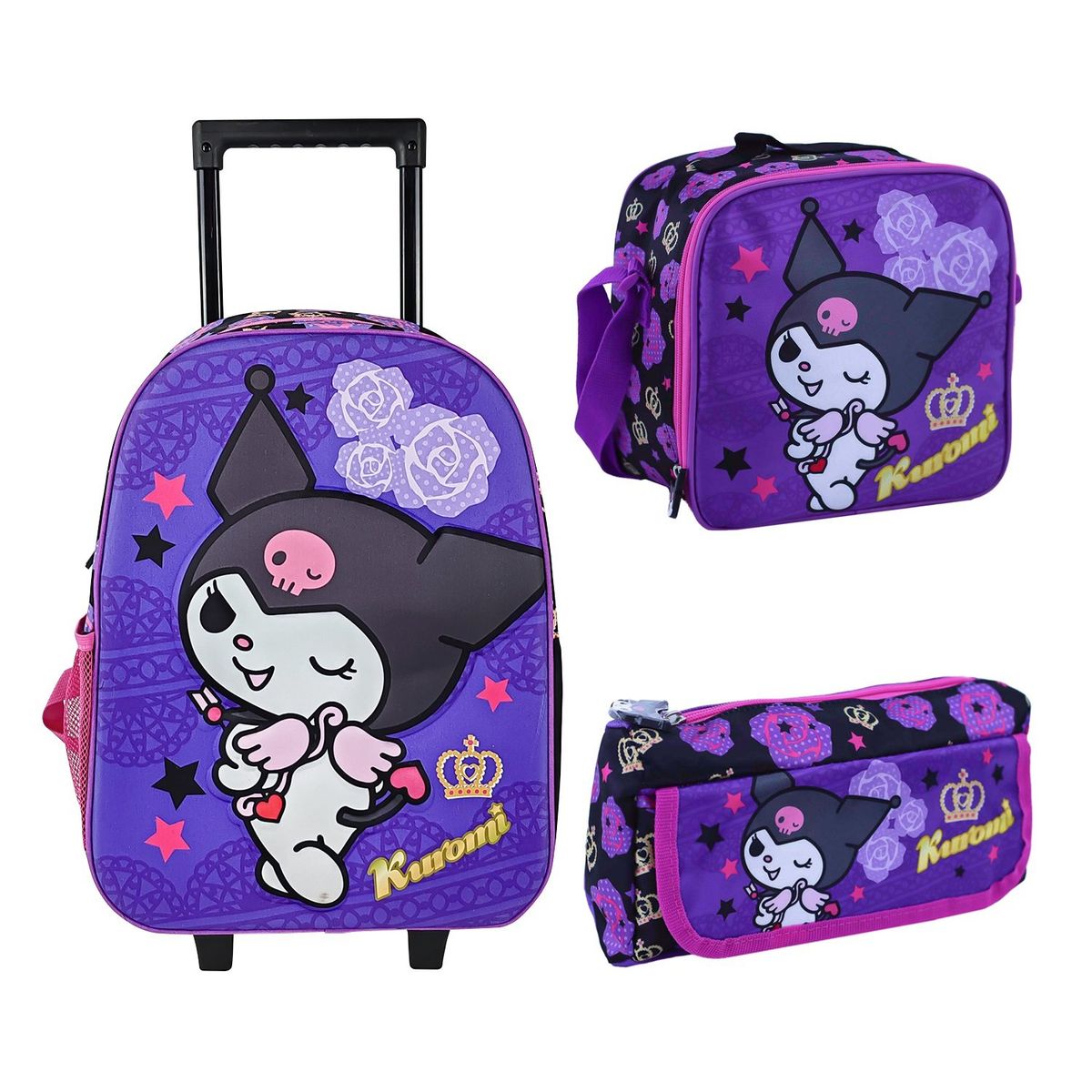 SCOOL - Set Mochirueda KUROMI Maleta-Lonchera-Cartuchera Scool