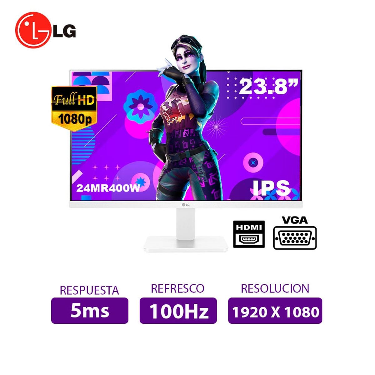 LG - MONITOR LG 24MR400-W 238 IPS FHD 100Hz 5ms FreeSync