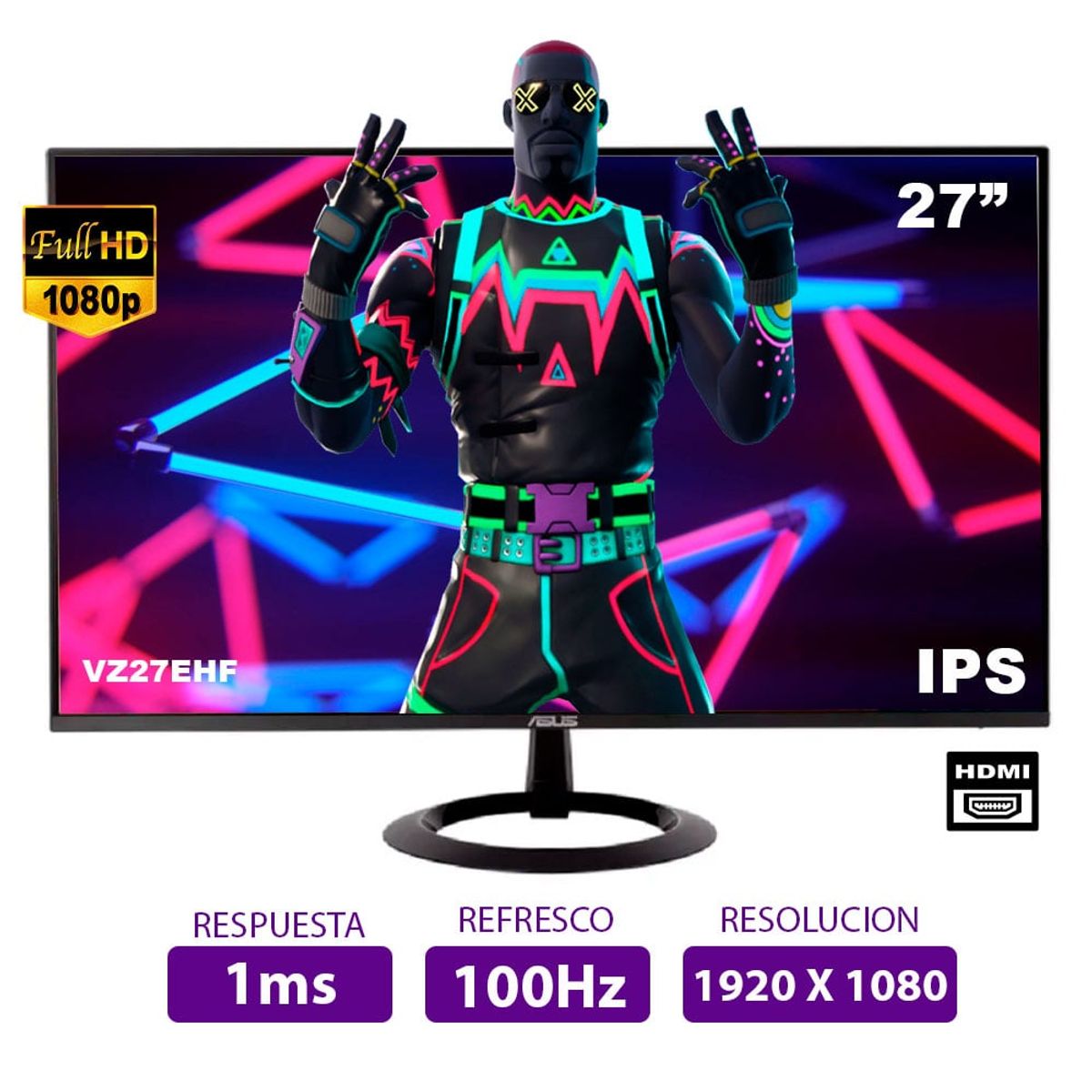 ASUS - MONITOR GAMING ASUS VZ27EHF Eye Care Ultra Slim 27 IPS FHD 100Hz 1ms