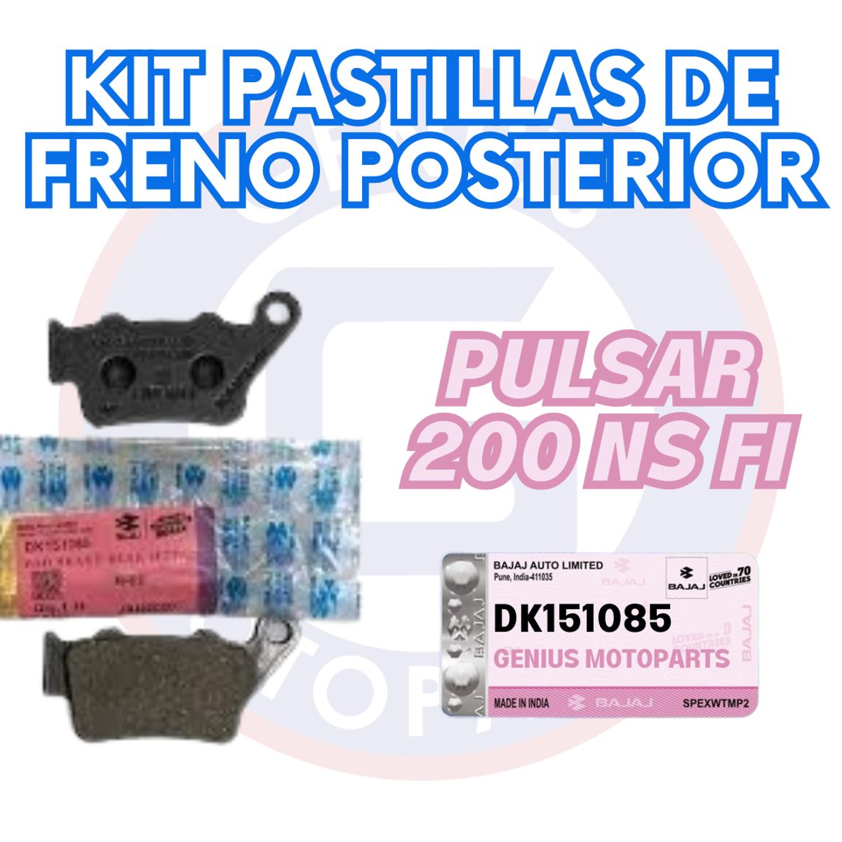 BAJAJ - KIT PASTILLAS DE FRENO POSTERIOR PULSAR 200 NS FI