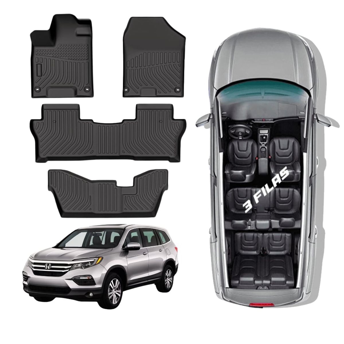 GENERICO - PROTECTOR  PISO 5D TPE HONDA PILOT 2016-2020