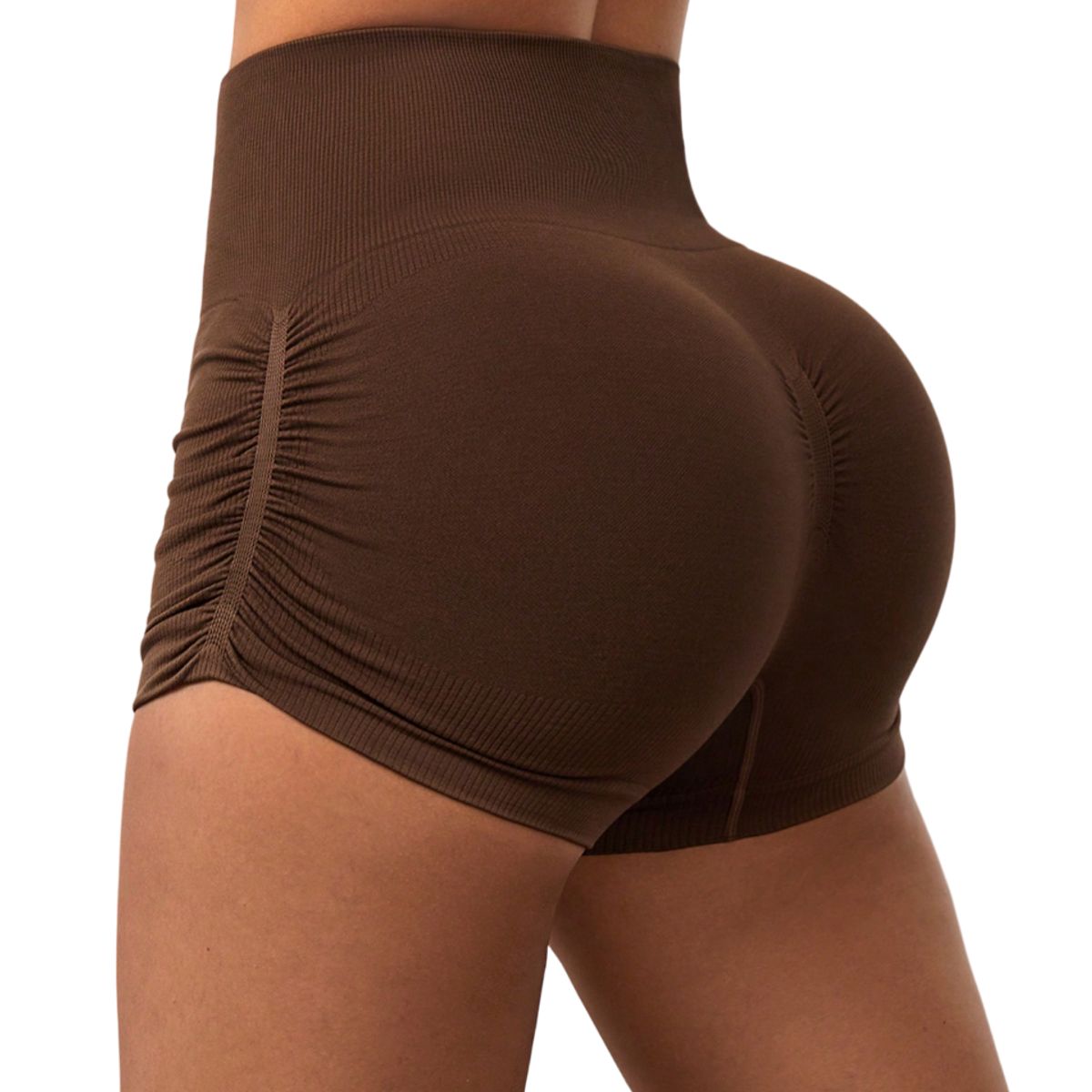 ROYAL PEACH APPAREL - Short deportivo MARRÓN corte lateral - Ropa deportiva mujer gym
