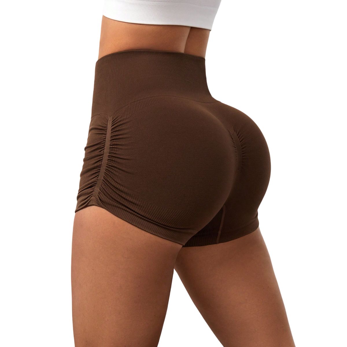 ROYAL PEACH APPAREL - Short deportivo MARRÓN corte lateral - Ropa deportiva mujer gym