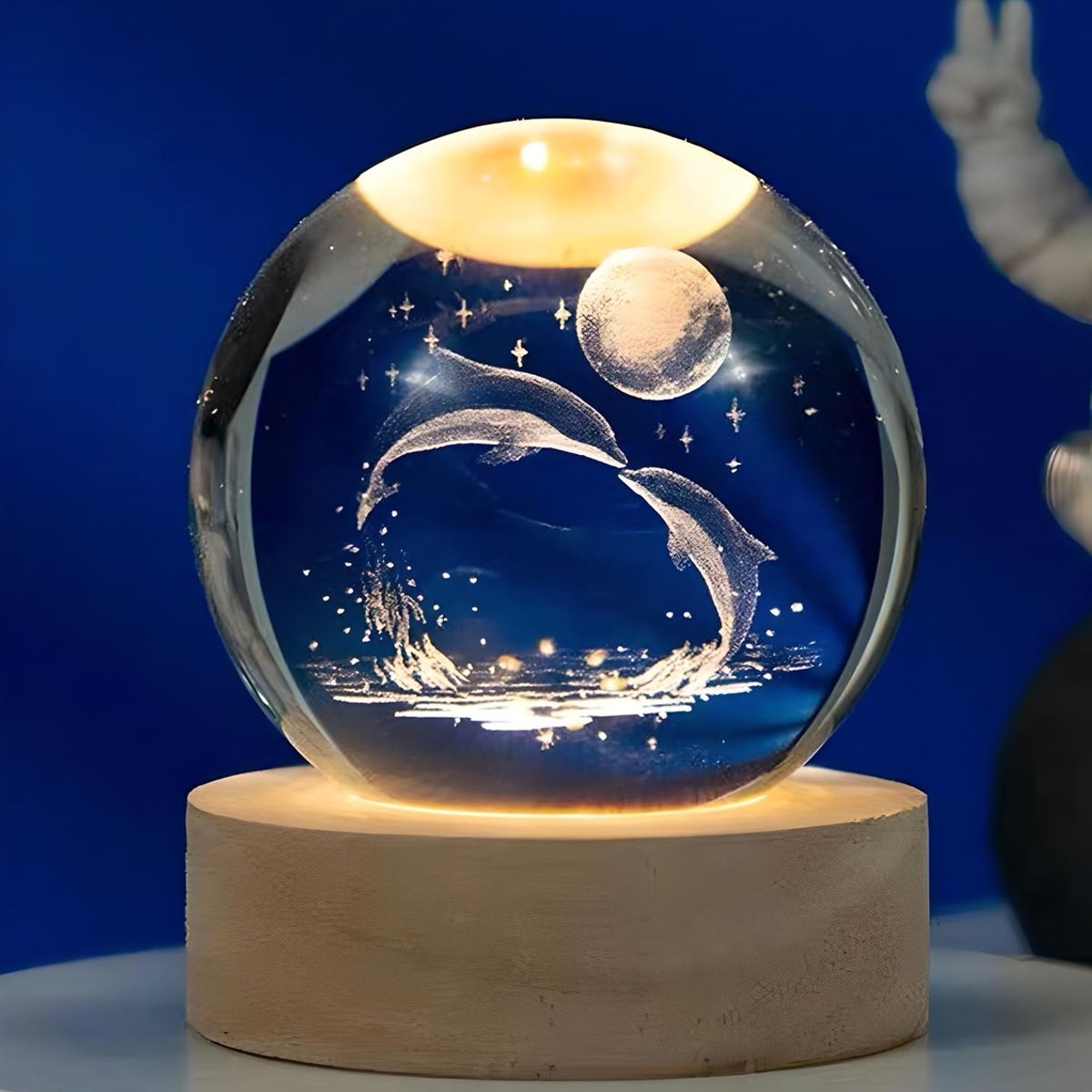 GENERICO - ESFERA DE CRISTAL LÁMPARA LED ADORNO DELFÍN DECORATIVO 3D