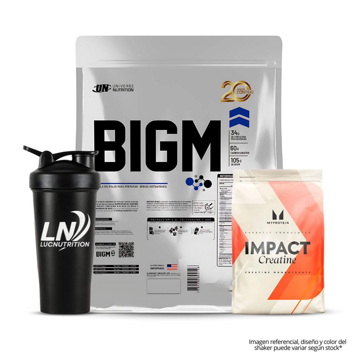 UNIVERSE NUTRITION - Bigm 5 kg Ganador de Peso - Vainilla + Creatina myprotein 250 g - Creatina Monohidratada + Shaker
