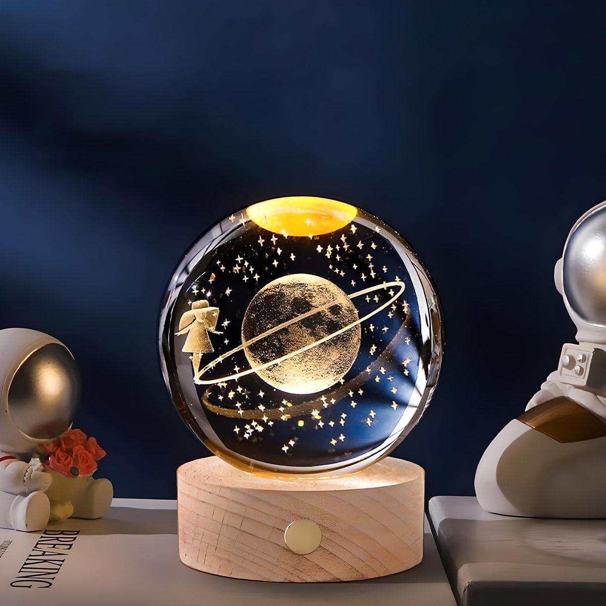 GENERICO - ESFERA DE CRISTAL LÁMPARA LED ADORNO NIÑA ESPACIAL DECORATIVO 3D
