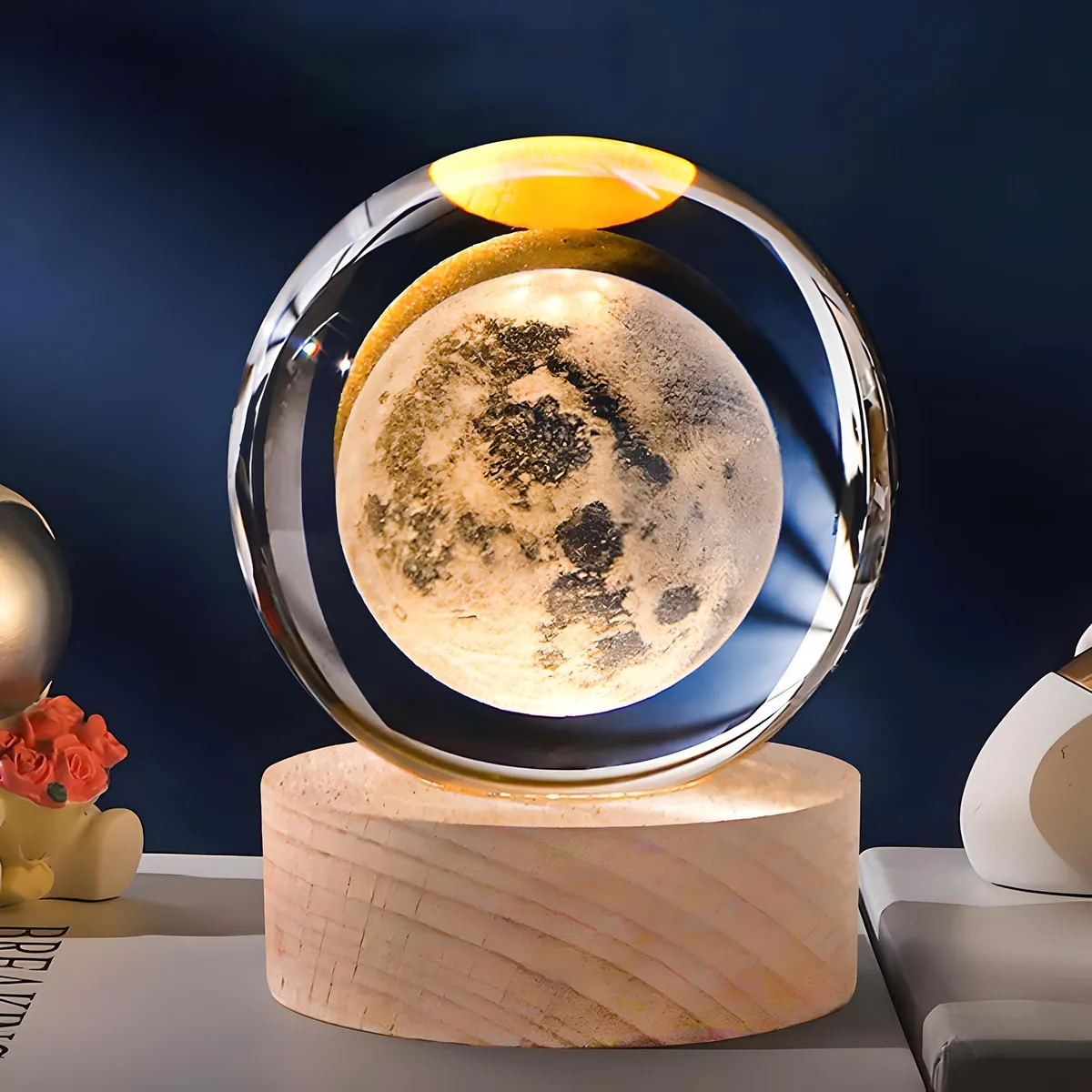 GENERICO - ESFERA DE CRISTAL LÁMPARA LED ADORNO LUNA GIGANTEDECORATIVO 3D