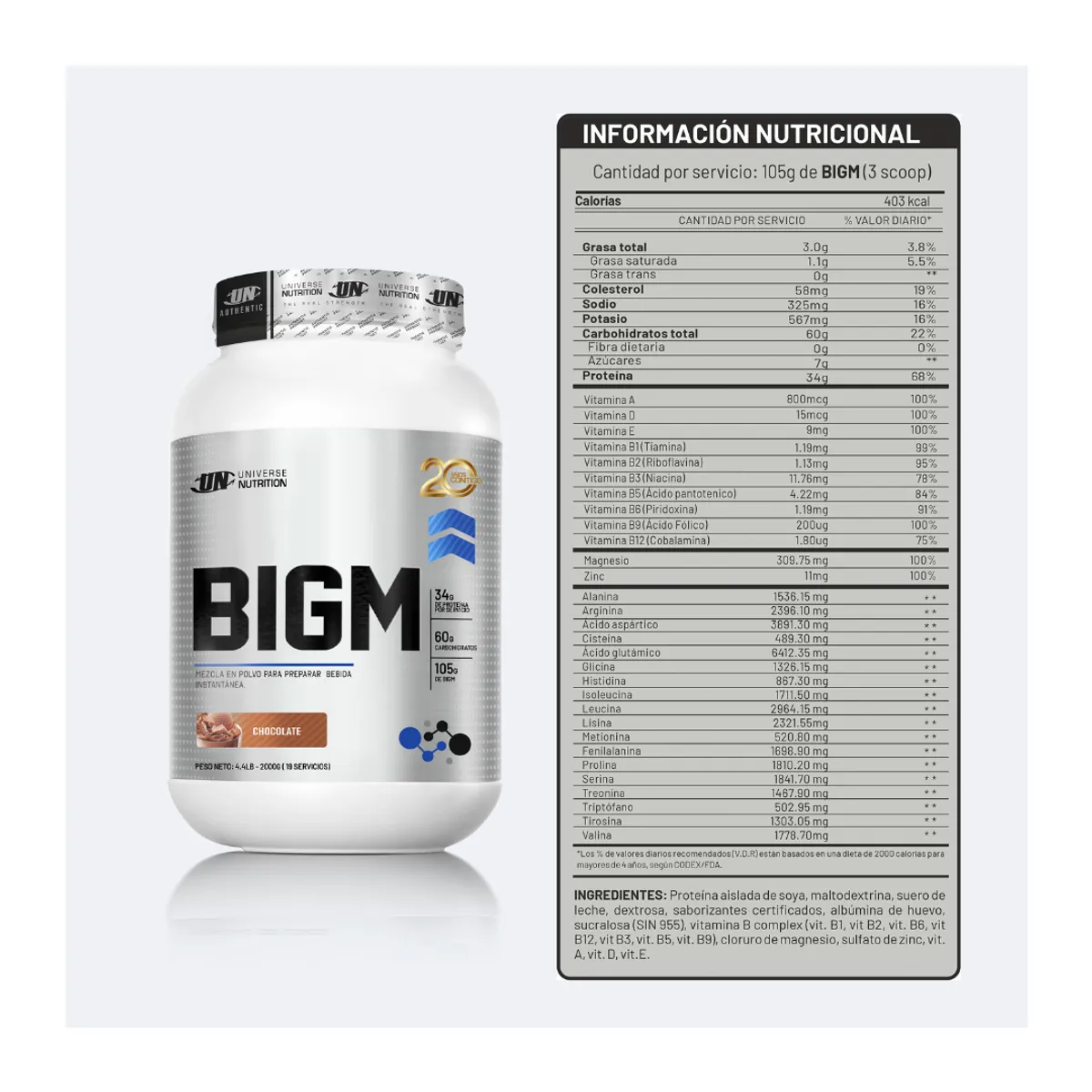 UNIVERSE NUTRITION - Bigm 5 kg - vainilla + shaker