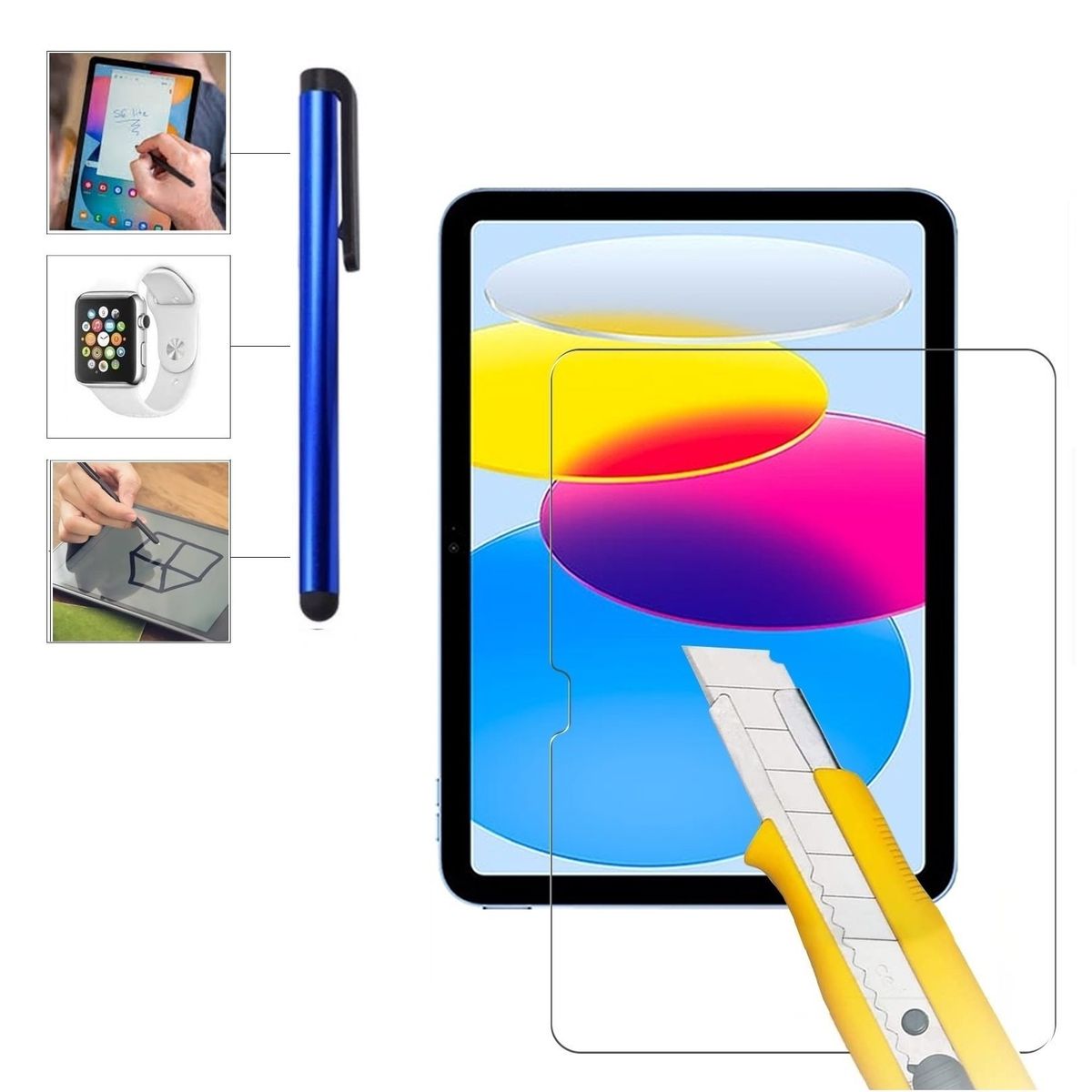 GENERICO - Mica de Vidrio + Lapiz Tactil A para iPad 10ma Gen 10.9 A2696 A2757