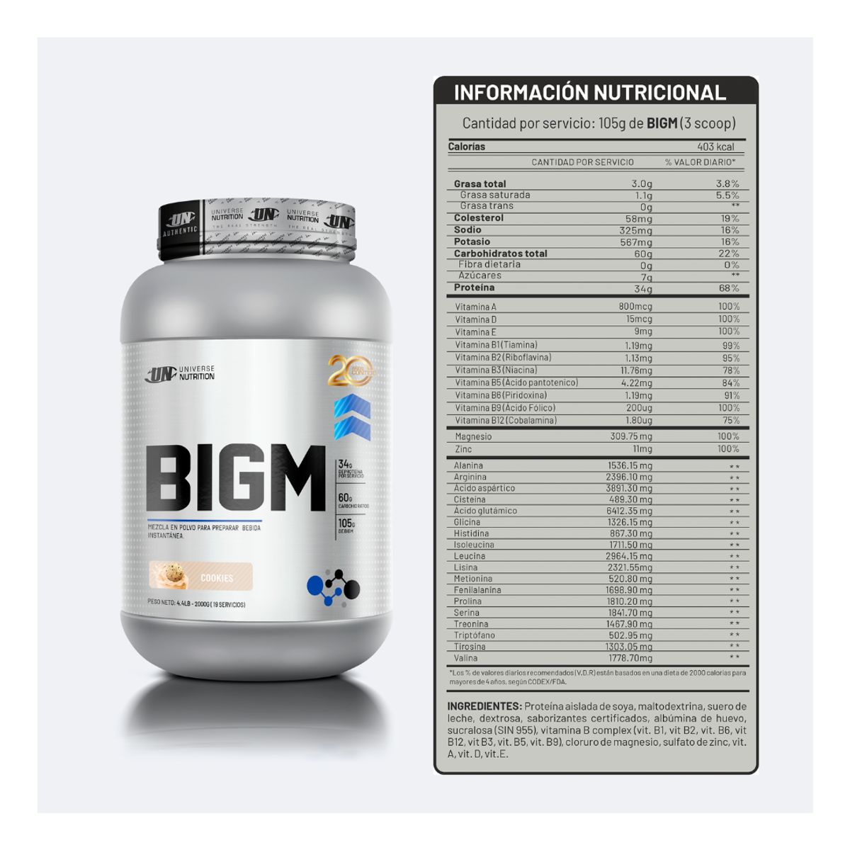 UNIVERSE NUTRITION - BIGM 5 kg Ganador de Peso - Chocolate + Creatina myprotein 250 g - Creatina Monohidratada + Shaker