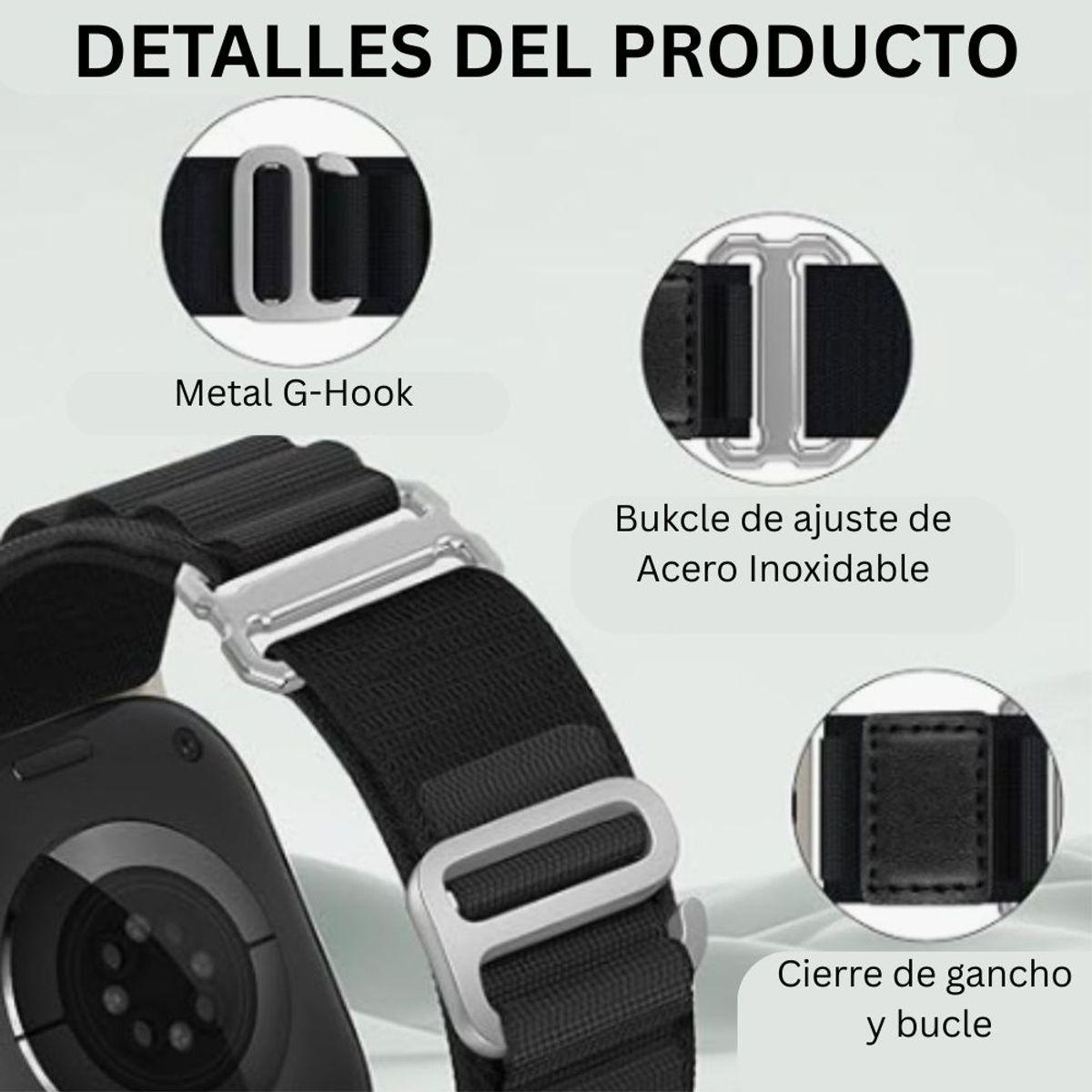 URVOI - Correa Alpine Loop G-Hook Para Apple Watch Negro