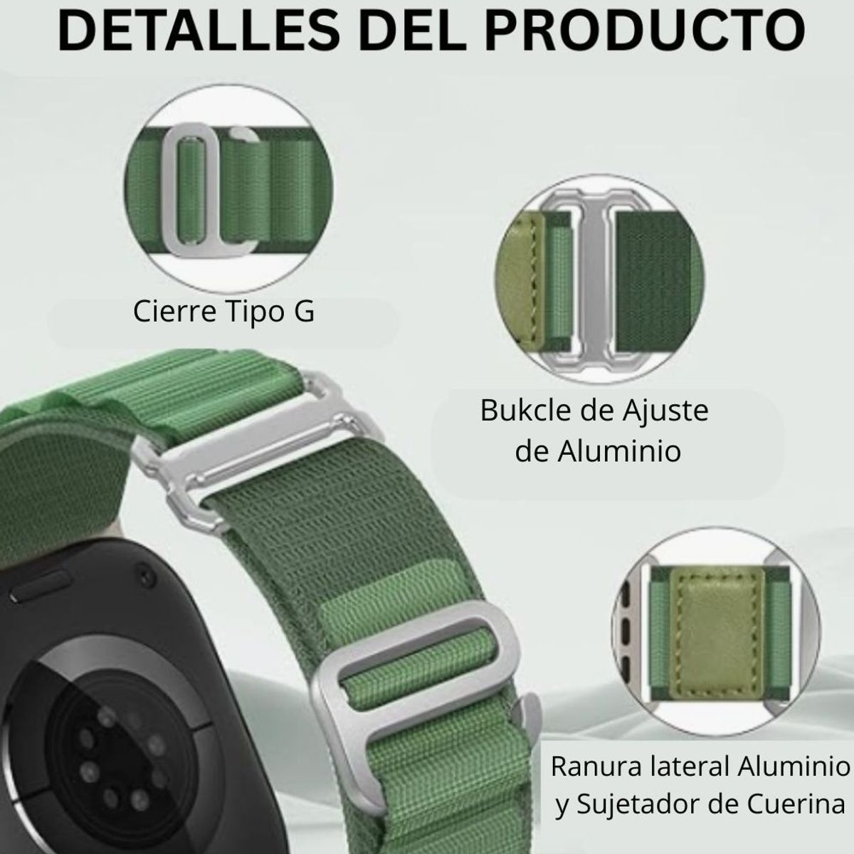 URVOI - Correa Alpine Loop G-Hook Para Apple Watch Verde