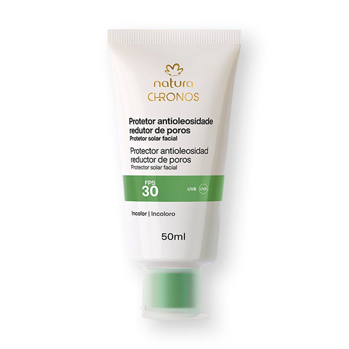 Protector antioleosidad reductor de poros FPS 30 incoloro Chronos Derma, marca Natura - Foto Principal