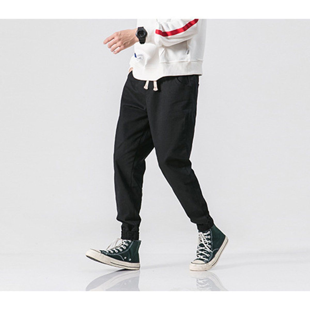 ZIMRAHYG - Hombre Streetwear Cintas Bolsillos Pantalón Cargo Harén Slim