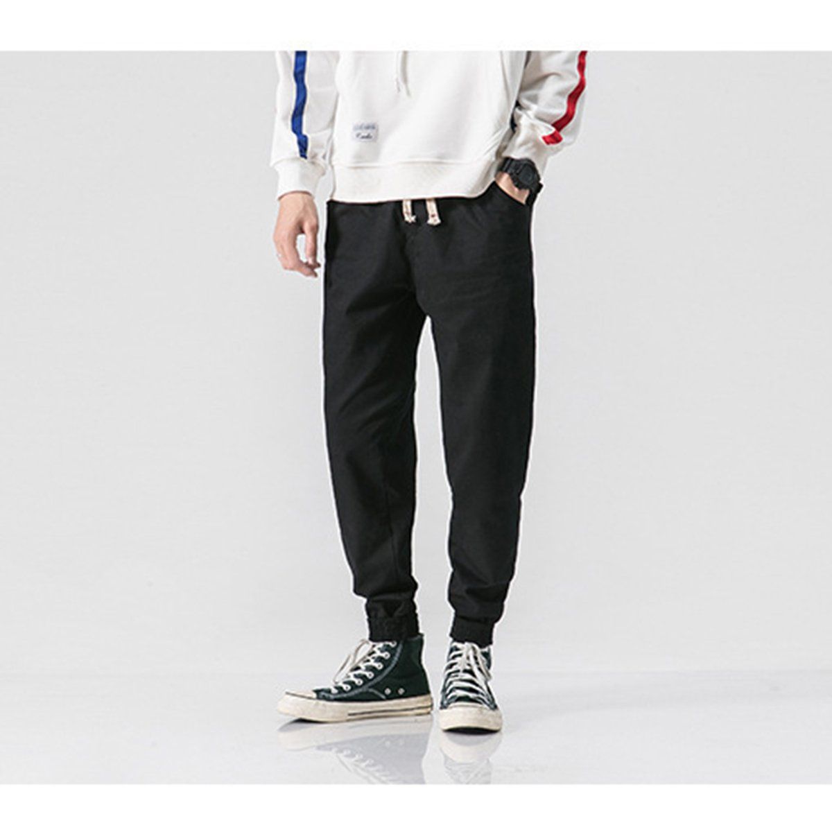 ZIMRAHYG - Hombre Streetwear Cintas Bolsillos Pantalón Cargo Harén Slim