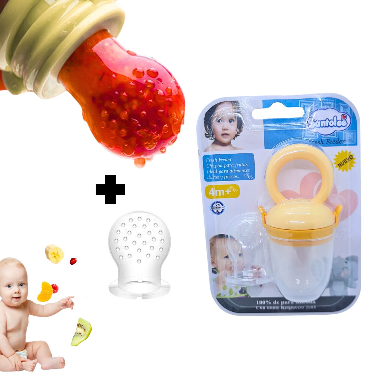 SANTOLEE - Chupón de frutas y repuesto Amarillo