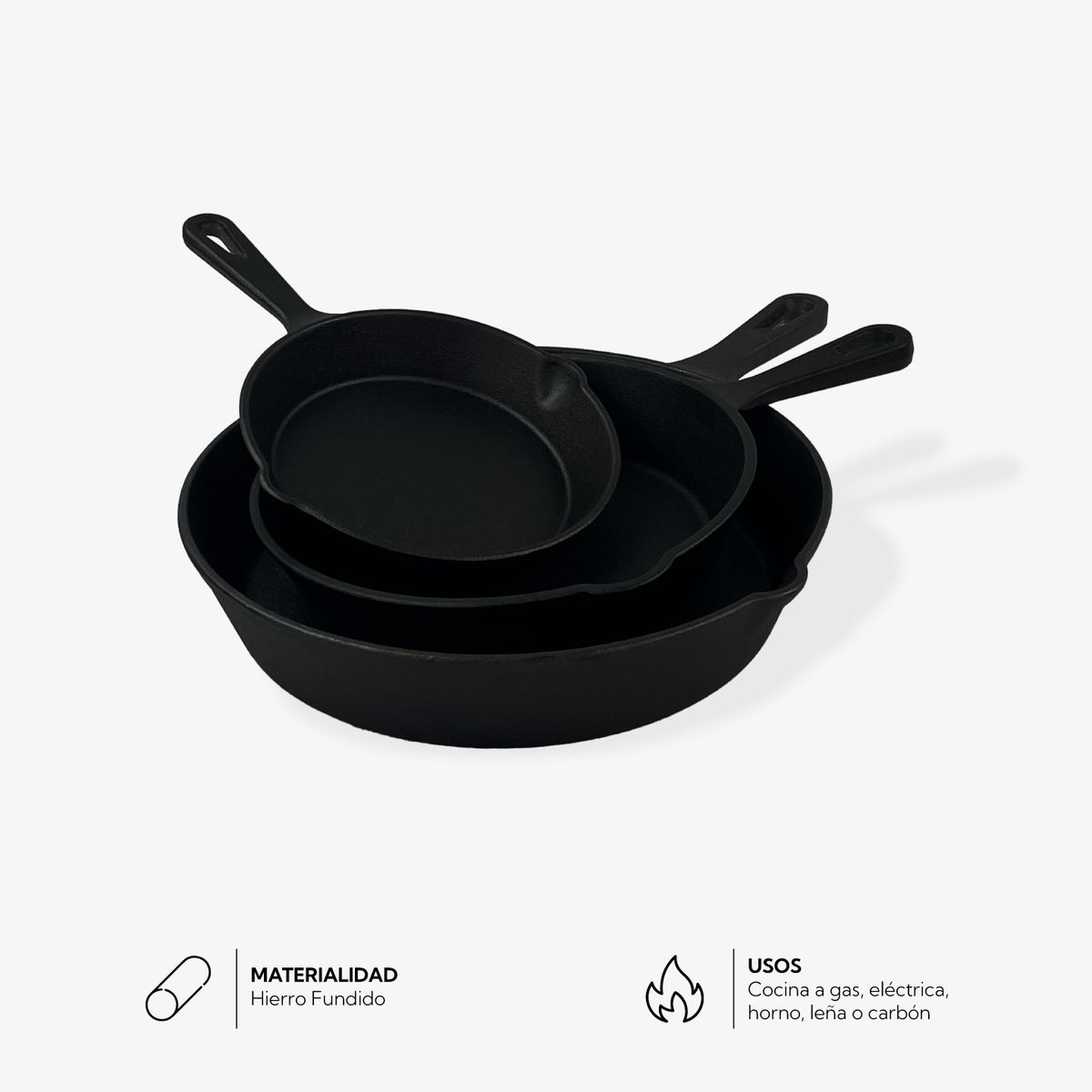 EL ASADOR - Set sartenes de hierro fundido