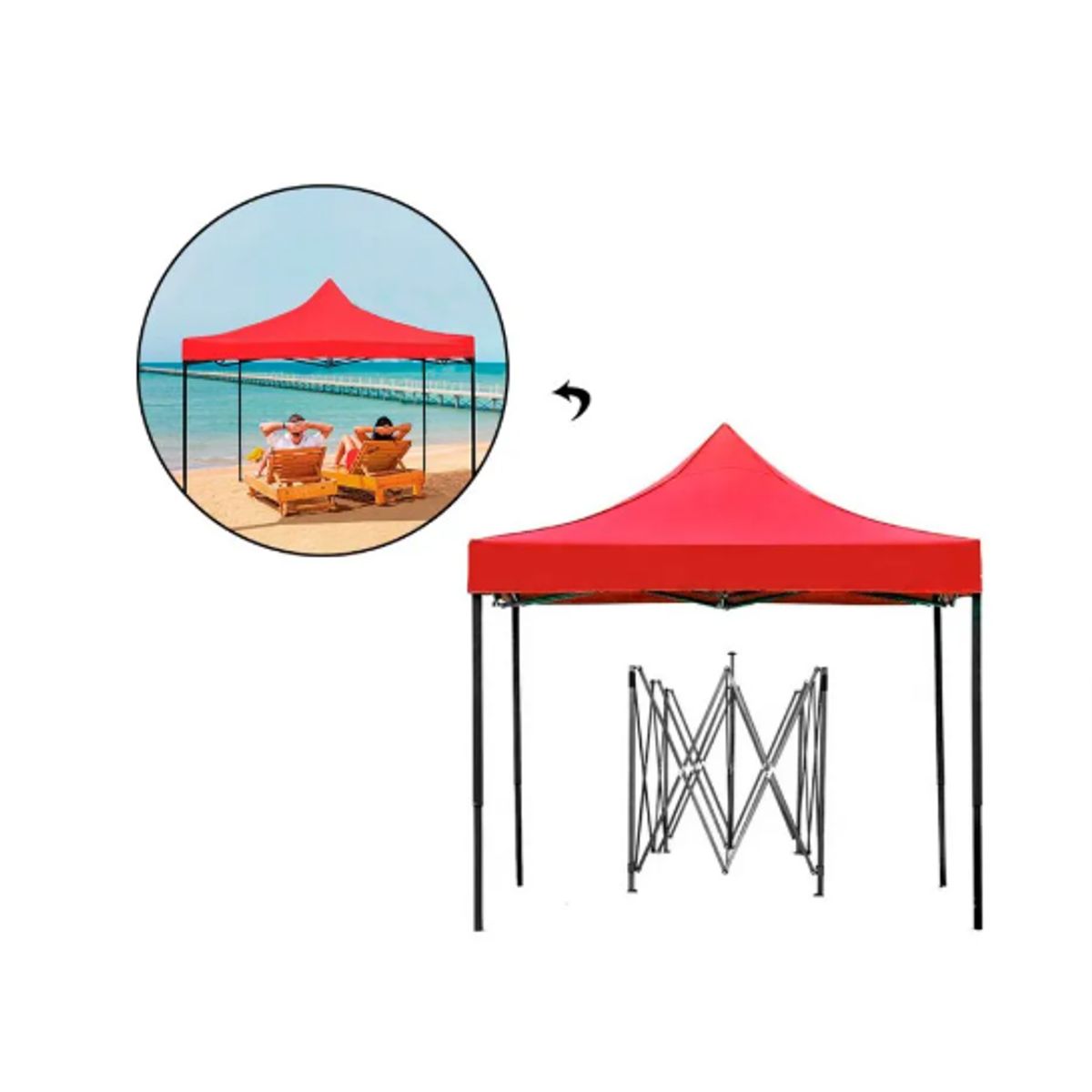 GENERICO - Toldo Plegable Impermeable Rojo