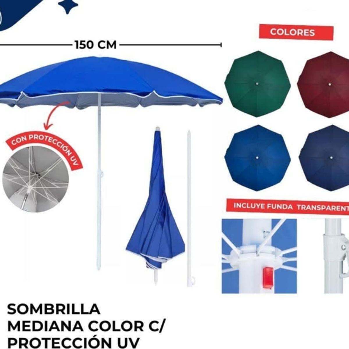 GENERICO - Sombrilla de Playa Grande - Modelo Al Azar