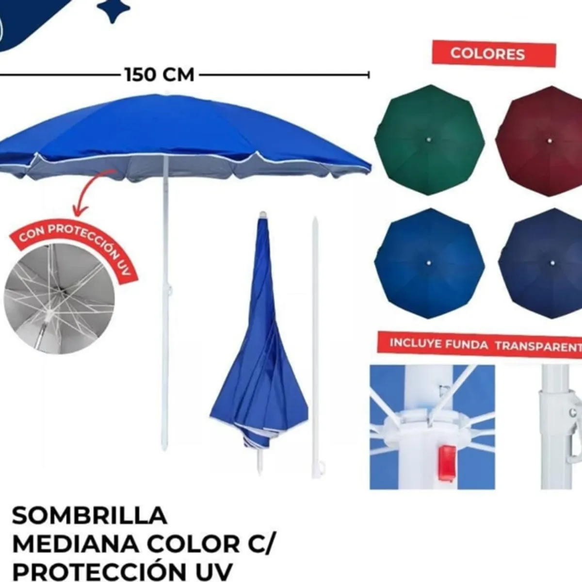 GENERICO - Sombrilla de Playa Grande - Modelo Al Azar