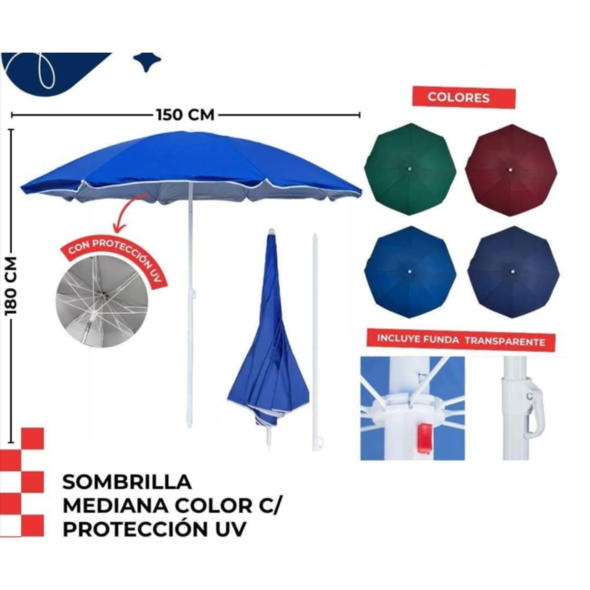 GENERICO - Sombrilla de Playa Grande - Modelo Al Azar