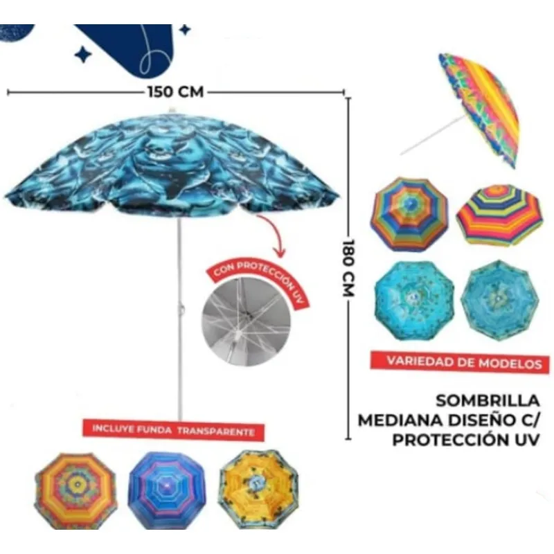 GENERICO - Sombrilla de Playa Grande - Modelo Al Azar