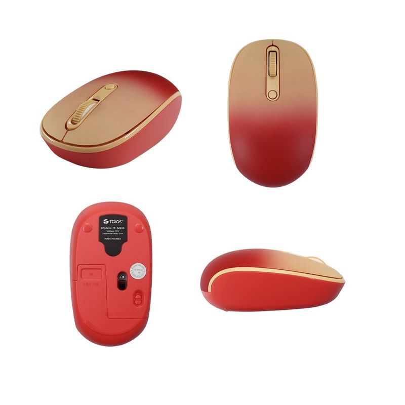 TEROS - Mouse inalambrico TEROS TE-1223S 800-1600 DPI receptor USB 4 botones