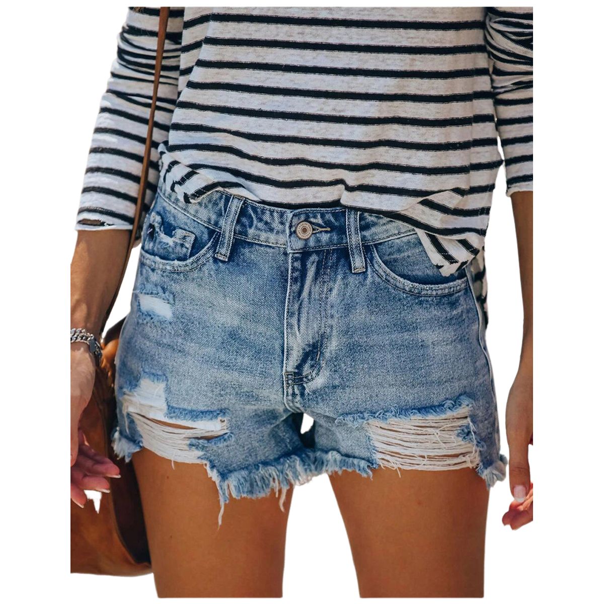 BLWOENS - Pantalones cortos vaqueros para mujeres - Azul