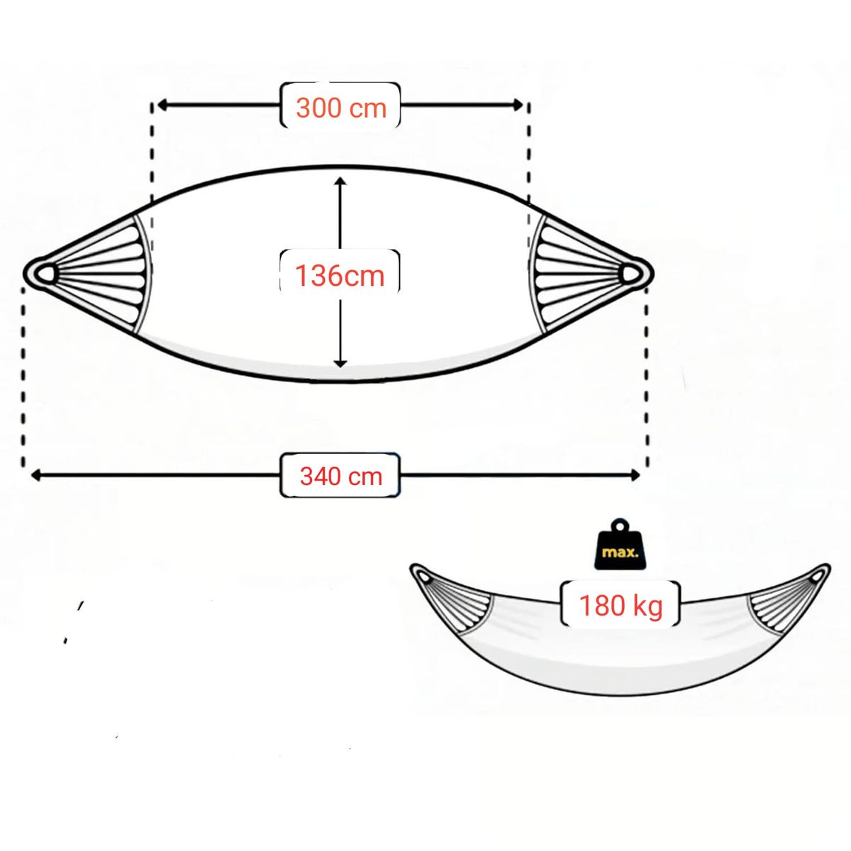 GENERICO - HAMACA DE ALGODON GRUESO BLANCO CON FLECOS PREMIUM