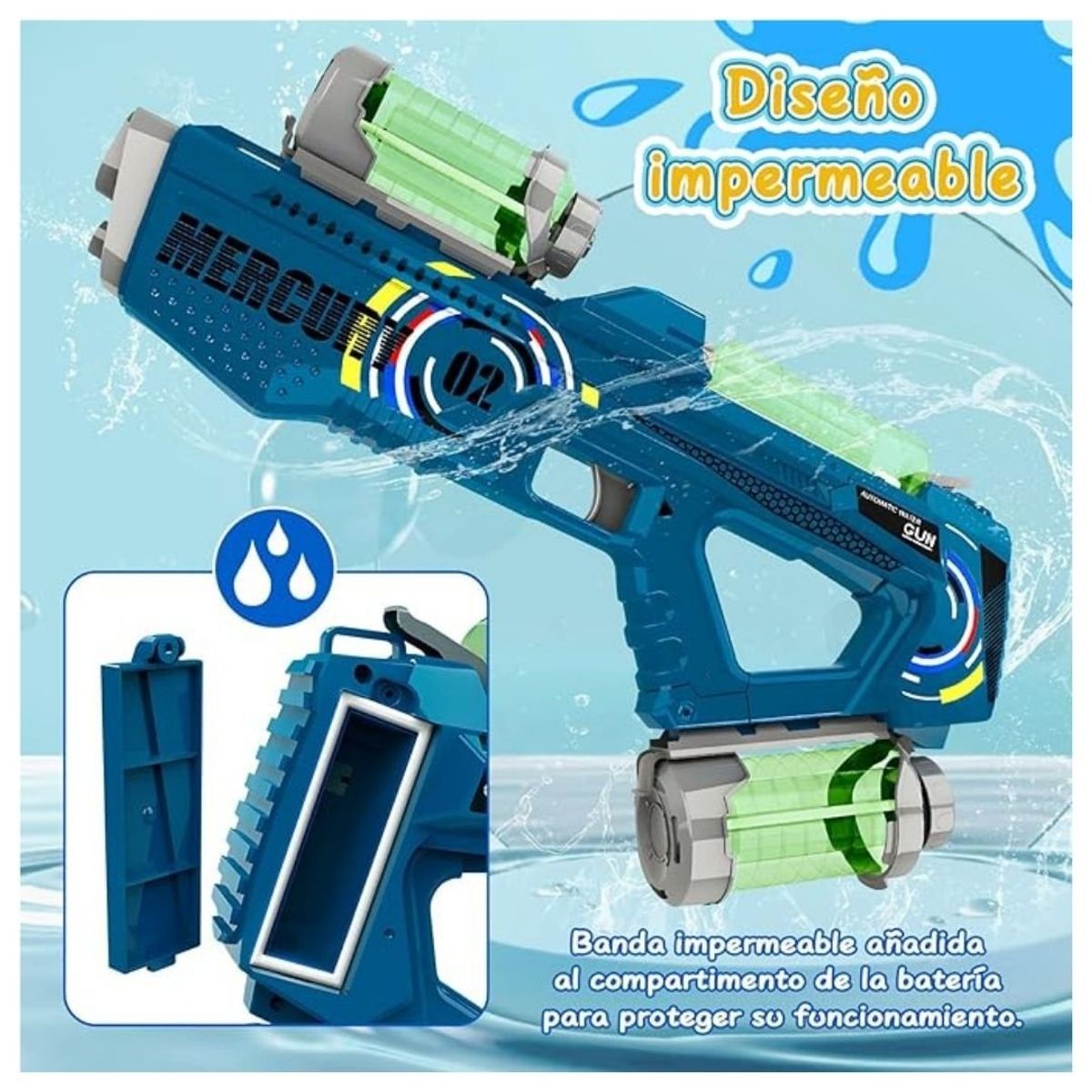 GENERICO - Juguete Pistola de Agua Luminosa Mercury02 Luces y Sonidos
