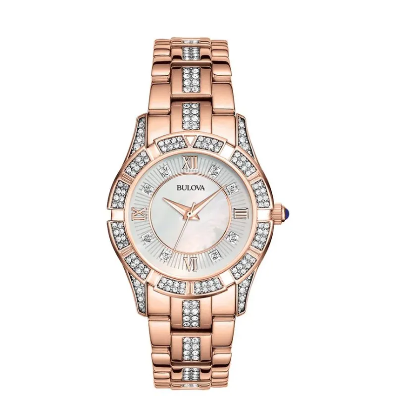 BULOVA - RELOJ BULOVA CRYSTAL SWAROVSKI ORO ROSA
