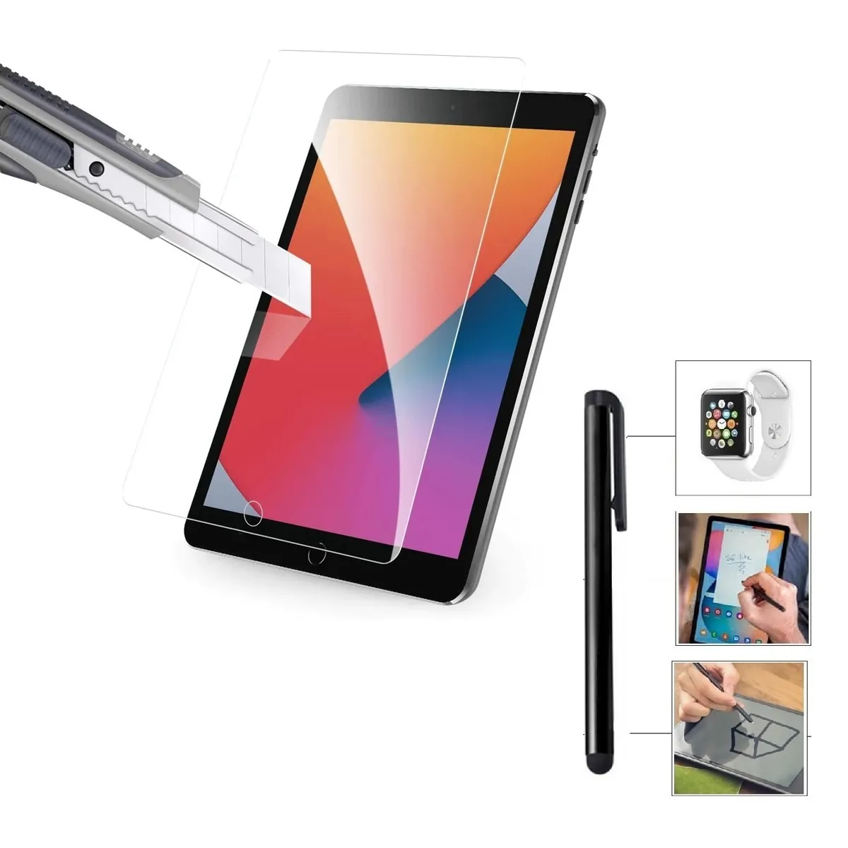 GENERICO - Mica de Vidrio Templado + Lapiz N para iPad 10.2 8va Gen A2270 A2428