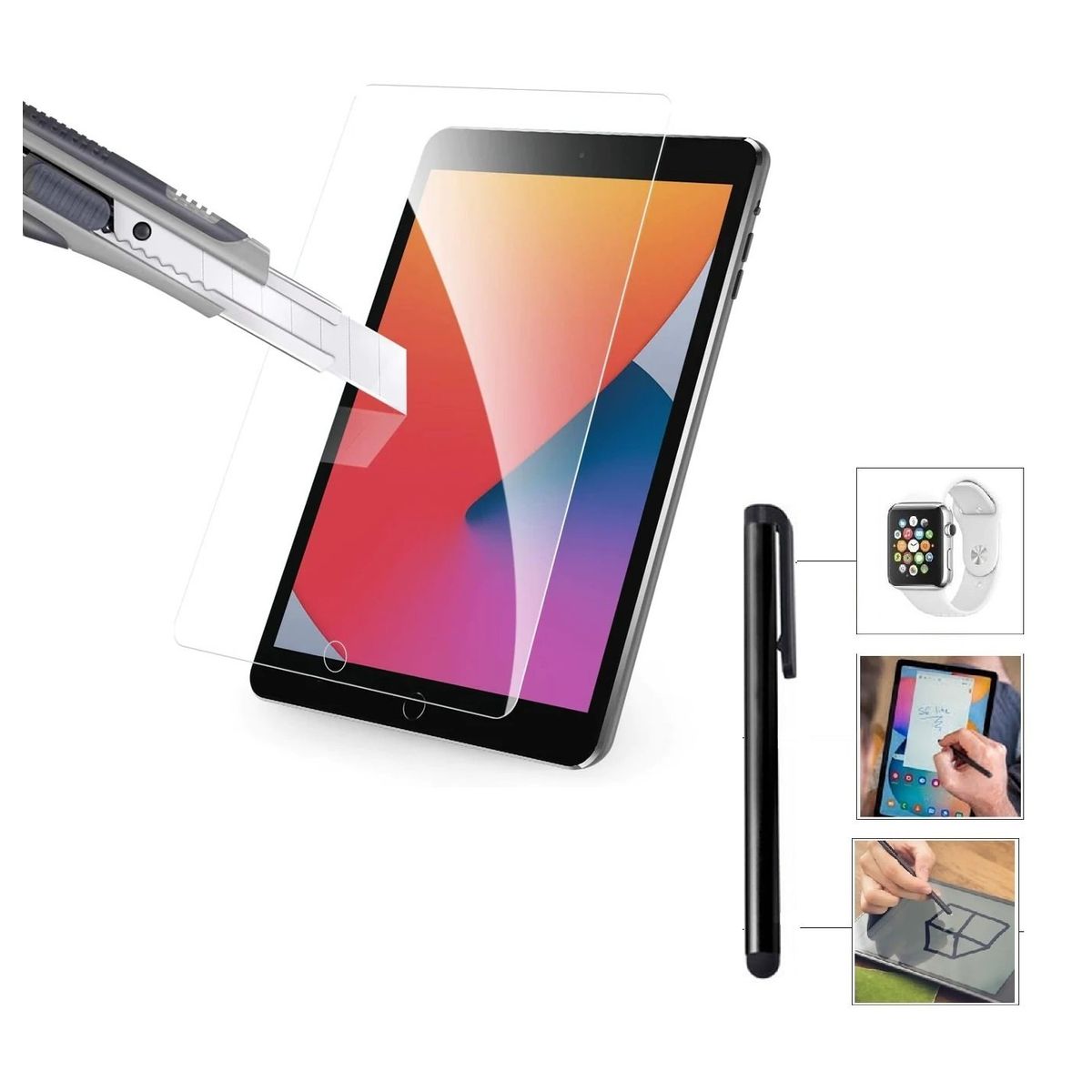 GENERICO - Mica de Vidrio Templado + Lapiz N para iPad 10.2 8va Gen A2270 A2428