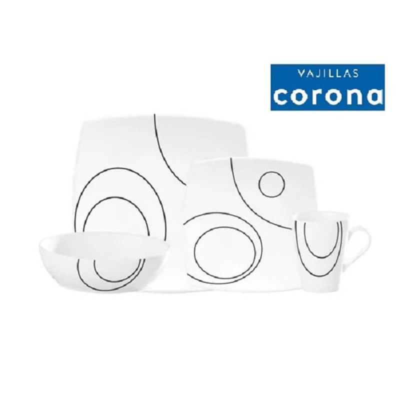 Juego de Vajilla 16 Piezas CORONA -CONTEMPO CORONA