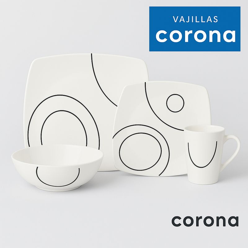 CORONA - Juego de Vajilla 16 Piezas CORONA -CONTEMPO