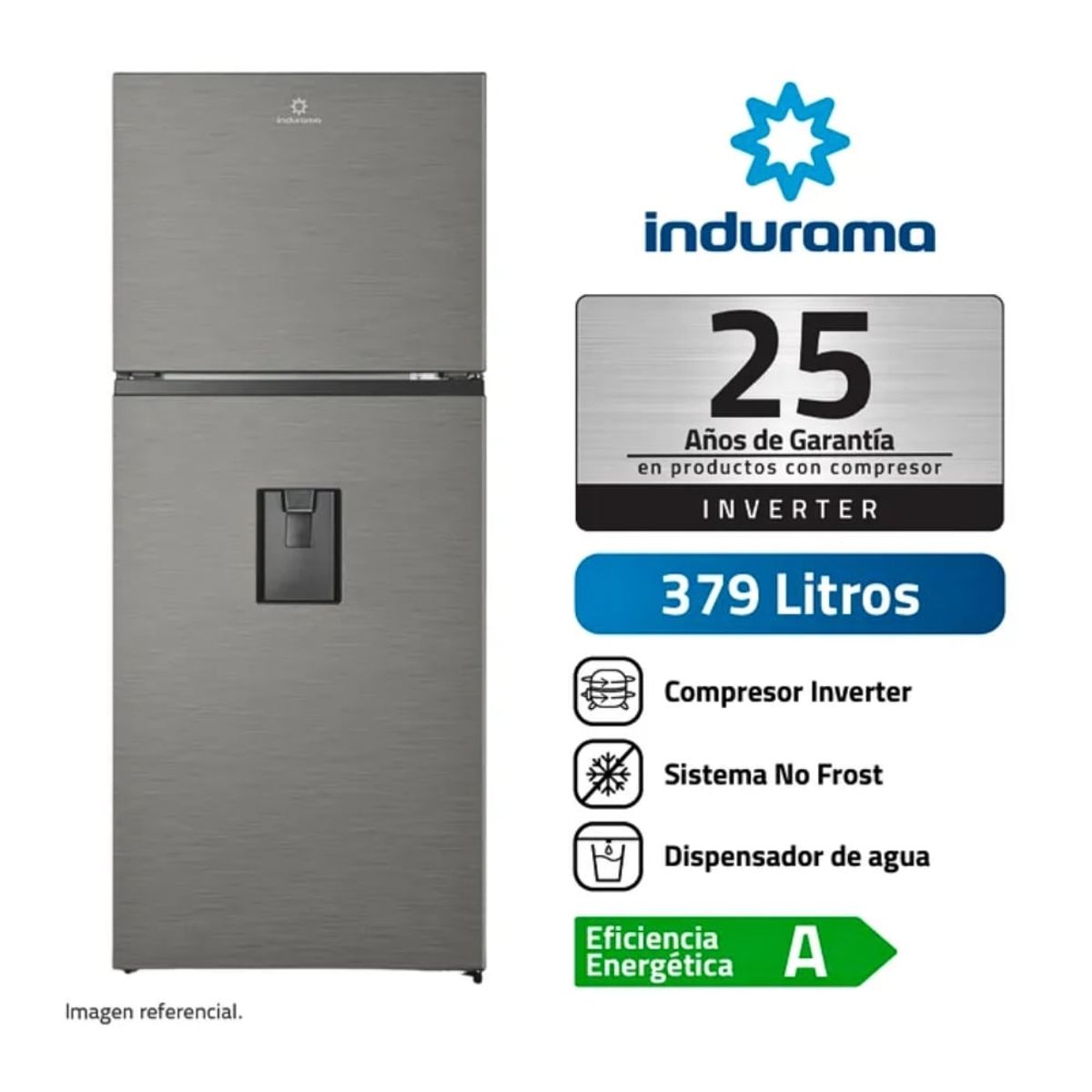 INDURAMA - Refrigeradora Indurama 379LT Con Dispensador No Frost Top Mount RI-469DI