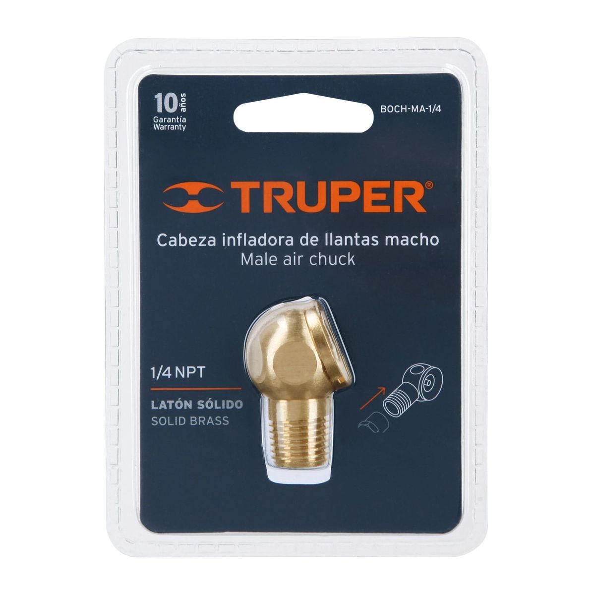 TRUPER - Cabeza infladora de llantas macho cuerda 14 NPT TRUPER