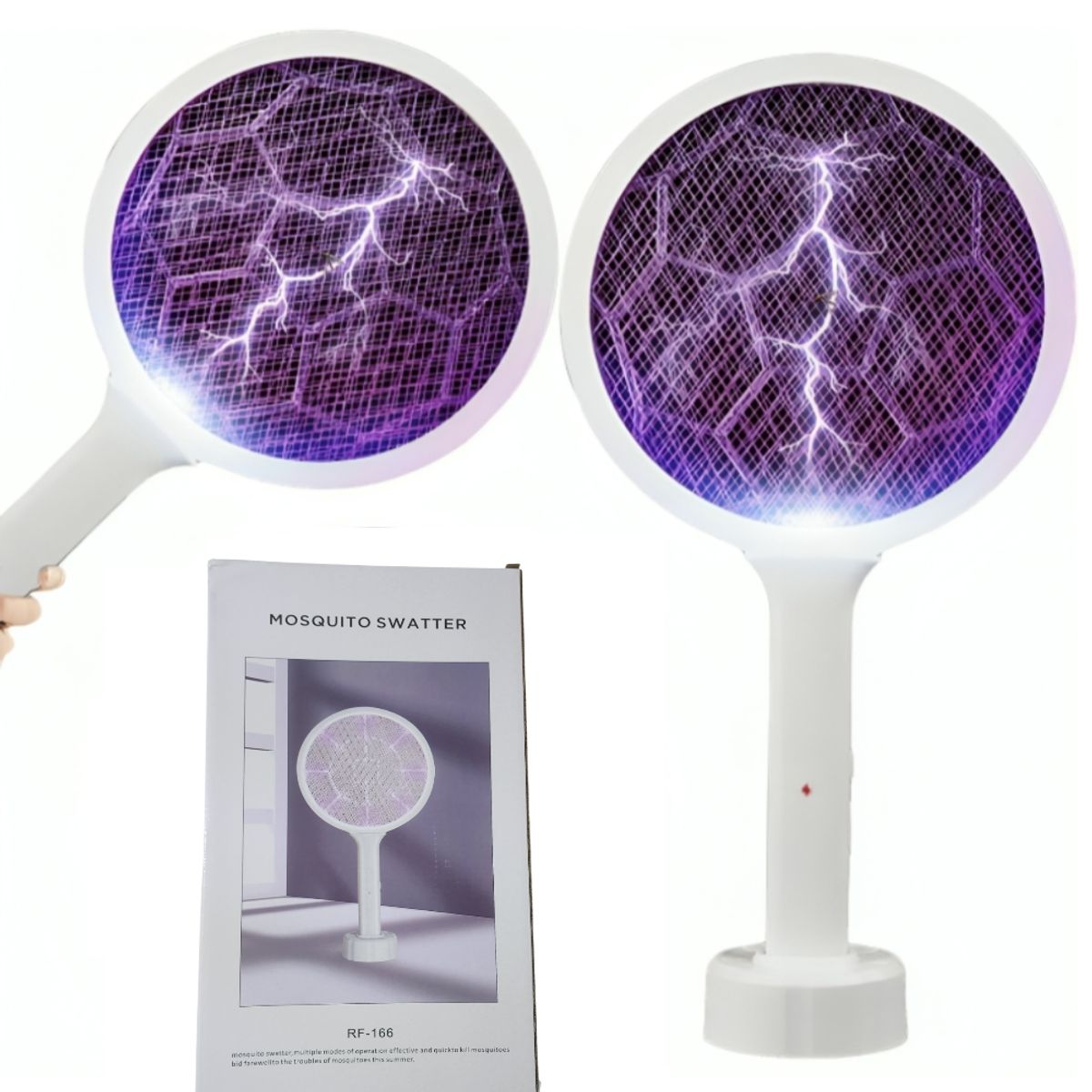 GENERICO - Raqueta eléctrica matamoscas con luz - 2 funciones