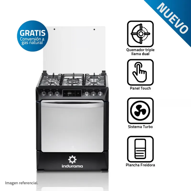 INDURAMA - Cocina a Gas Indurama 5 hornillas NIZA ZAFIRO Negro