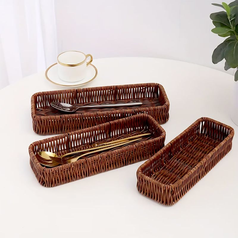 MINARI - Porta Cubiertos Cesta Tejida Rectangular Elegante C50 x1UN