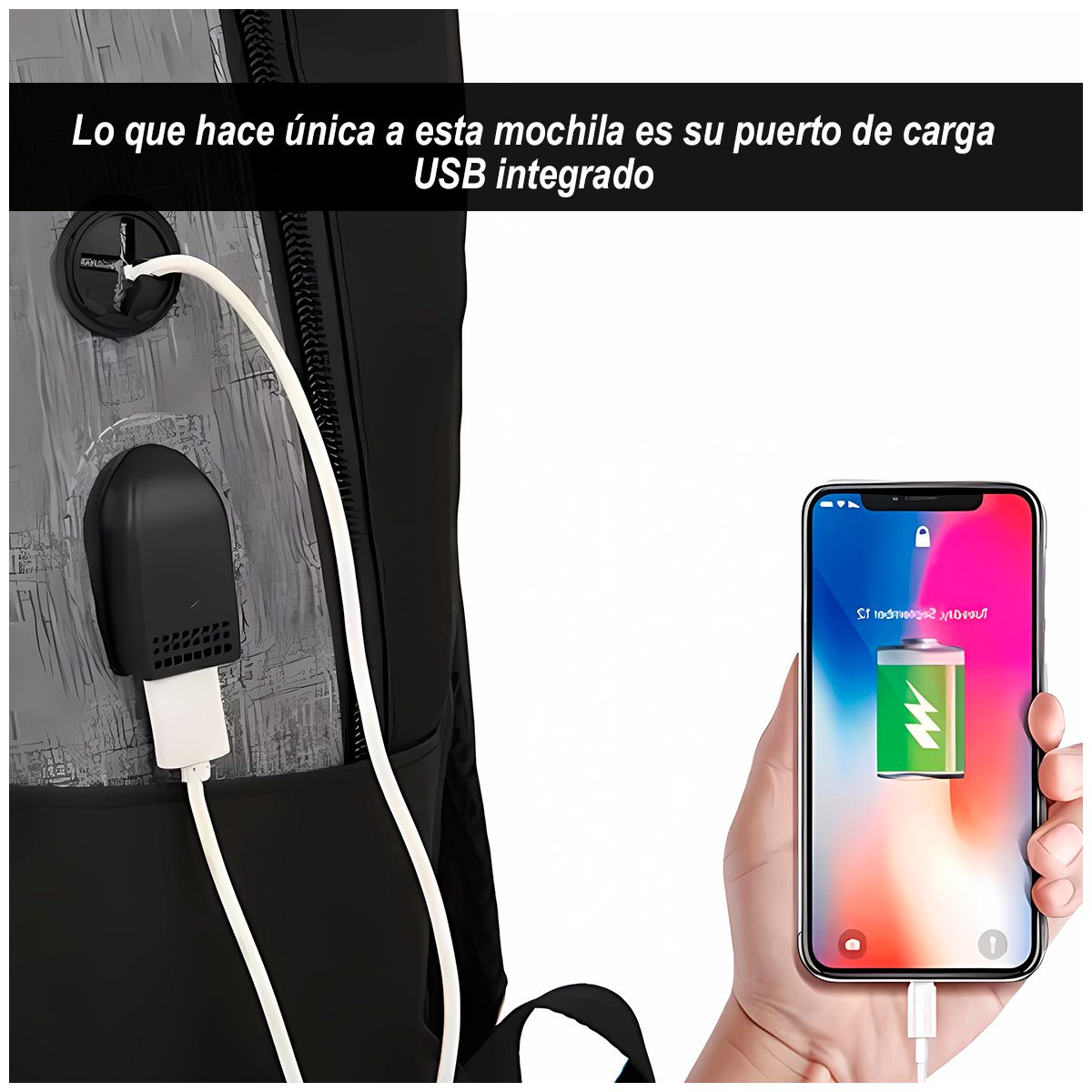 GENERICO - Mochila multifuncional 3 piezas con cargador - Rojo