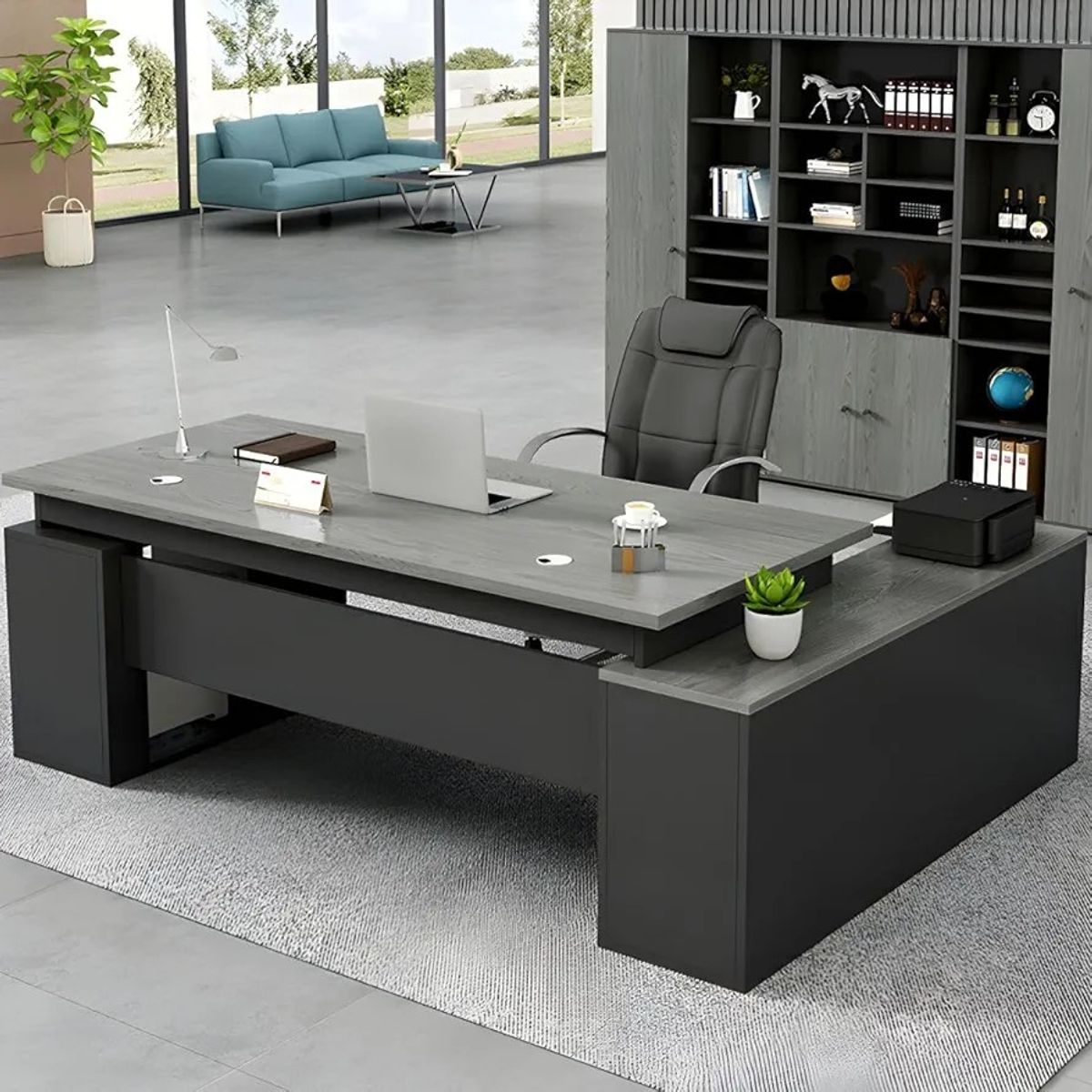 DMUEBLES - DM ESCRITORIO EJECUTIVO/GERENCIA LYBERTY 180 CM - GRIS - MADERA
