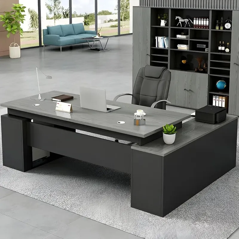 DMUEBLES - DM ESCRITORIO EJECUTIVO/GERENCIA LYBERTY 180 CM - GRIS - MADERA