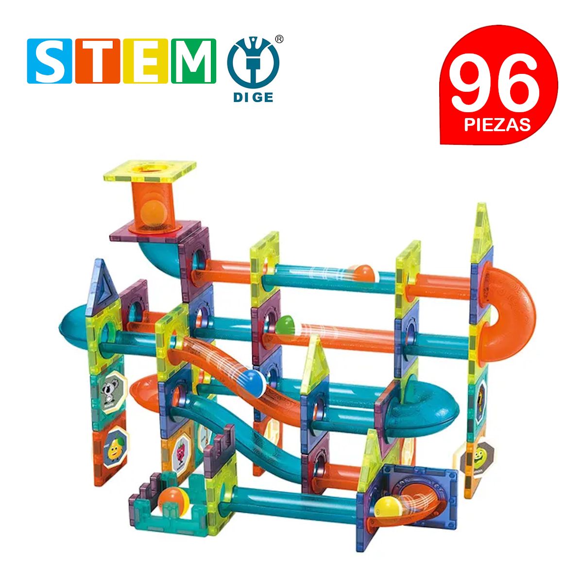 STM - Bloques magnéticos didácticos STEM DIGE MAGIC caja 96 piezas