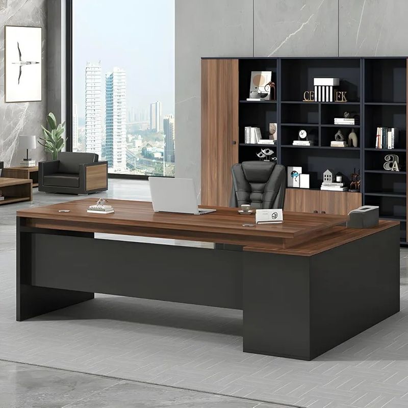 DMUEBLES - DM ESCRITORIO EJECUTIVO/GERENCIA LYBERTY 180 CM - MARRÓN/GRIS - MADERA