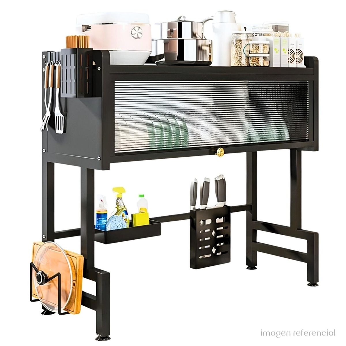 MINARI - Organizador Escurridor de Platos Elegante y Moderno con Tapa 85cm E215